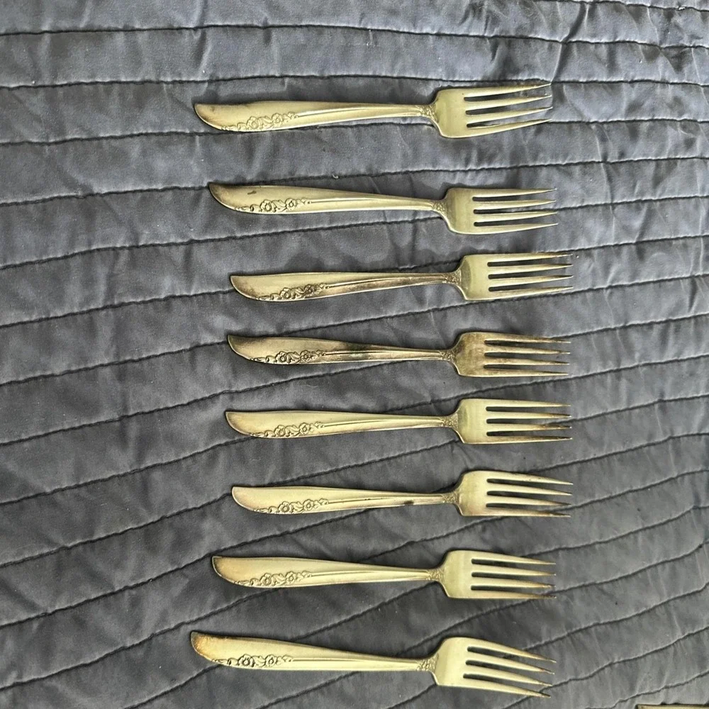 Lilac Time Silver Plate Oneida Ltd 1881 Rogers Salad Forks Lot Of 8 1957